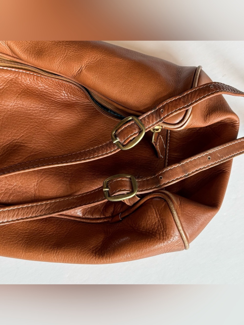 Vintage Hobo International Mini Backpack Slingback Bag Leather Boho Camel Zipper - Picture 7 of 11